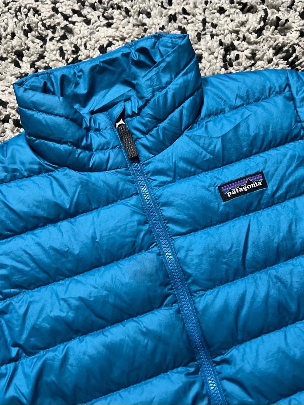 Patagonia Boys Down Sweater Jacket Blue Puffer 68245 Full Zip Size 7-8Y - Picture 6 of 16